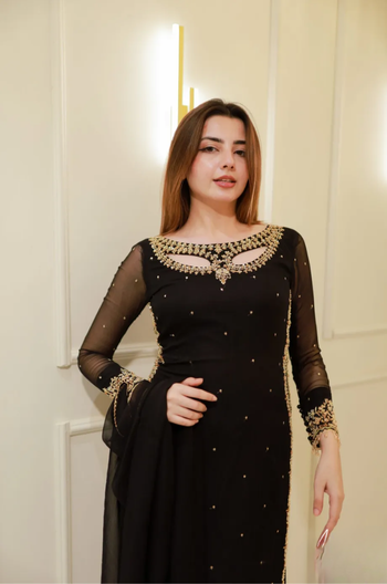 Divya Faux Georgette Palazzo Suite with Sequce work and Dupatta