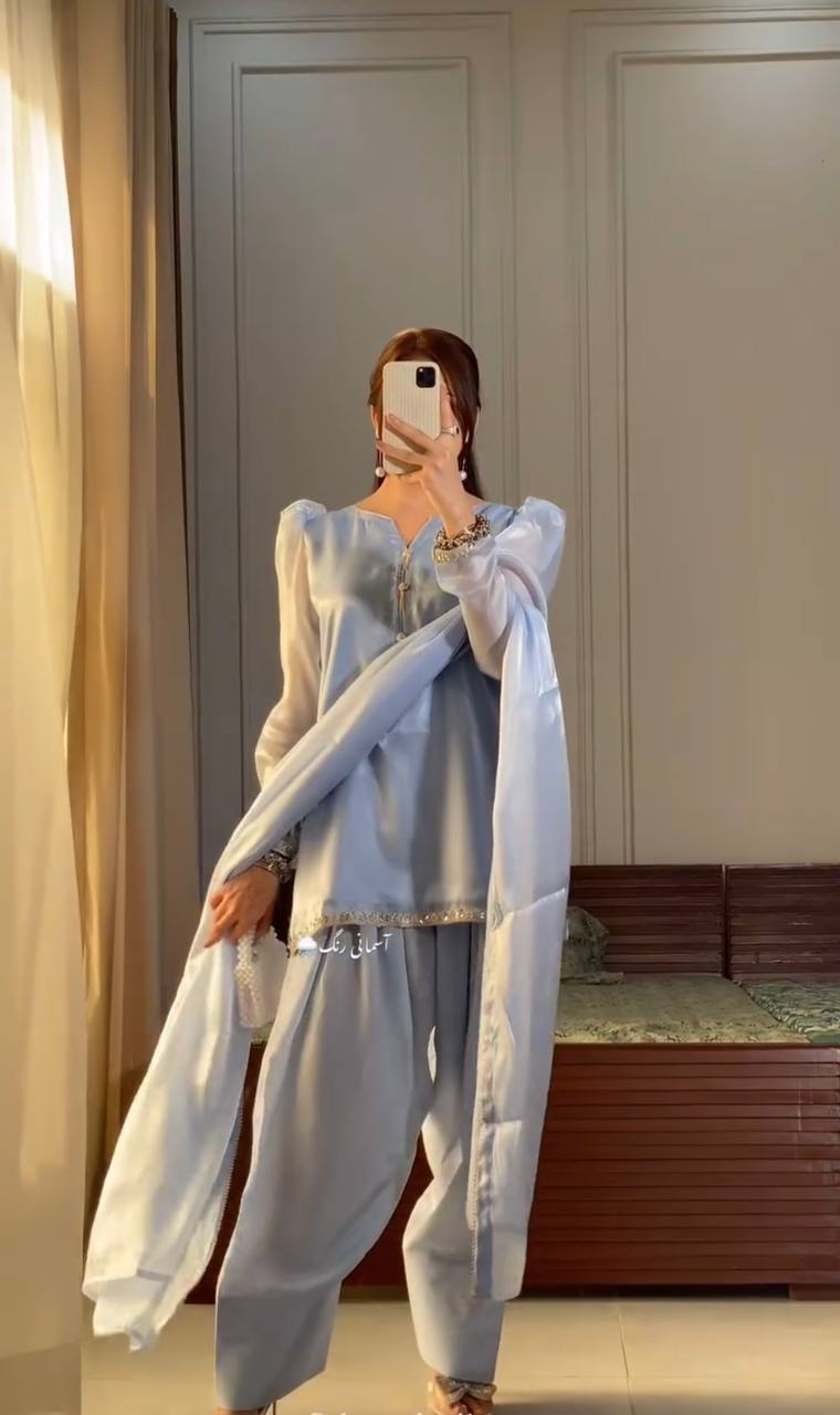 Luxury Designer Farshi Plazzo Set with Embroidered Jimmy Choo Top and Intricate Handwork - Jaipur Blossom