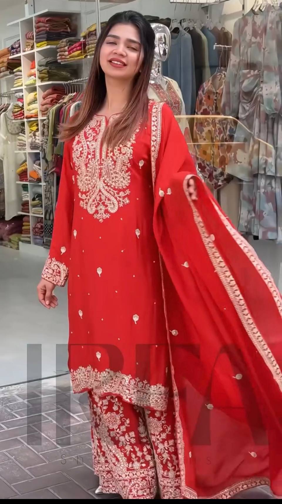 New Designer Party Wear Chinon Silk Top and Sharara Set with Embroidered Dupatta