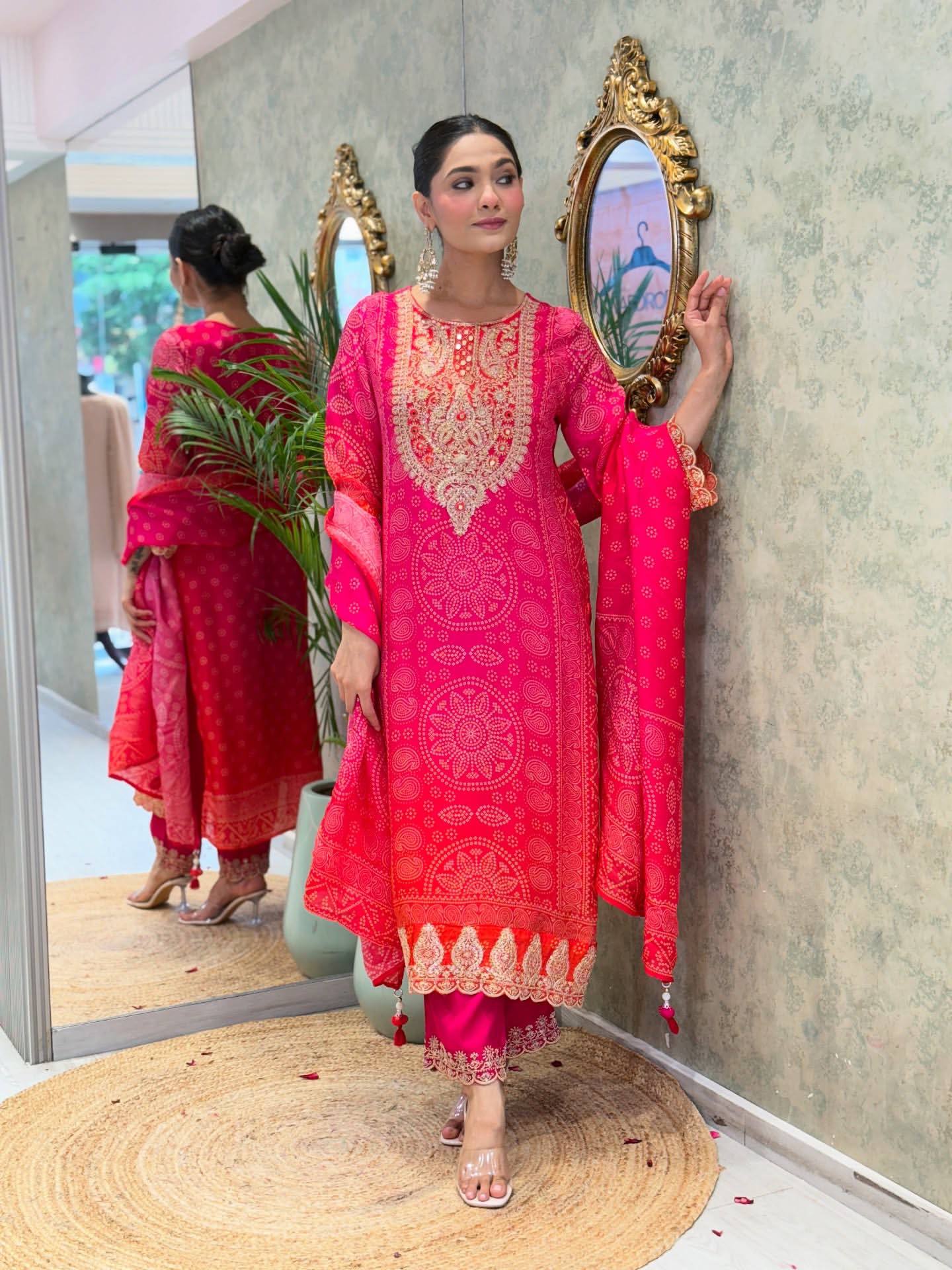 Designer Party Wear Top and Bottom Set with Fancy Dupatta and Embroidery Work