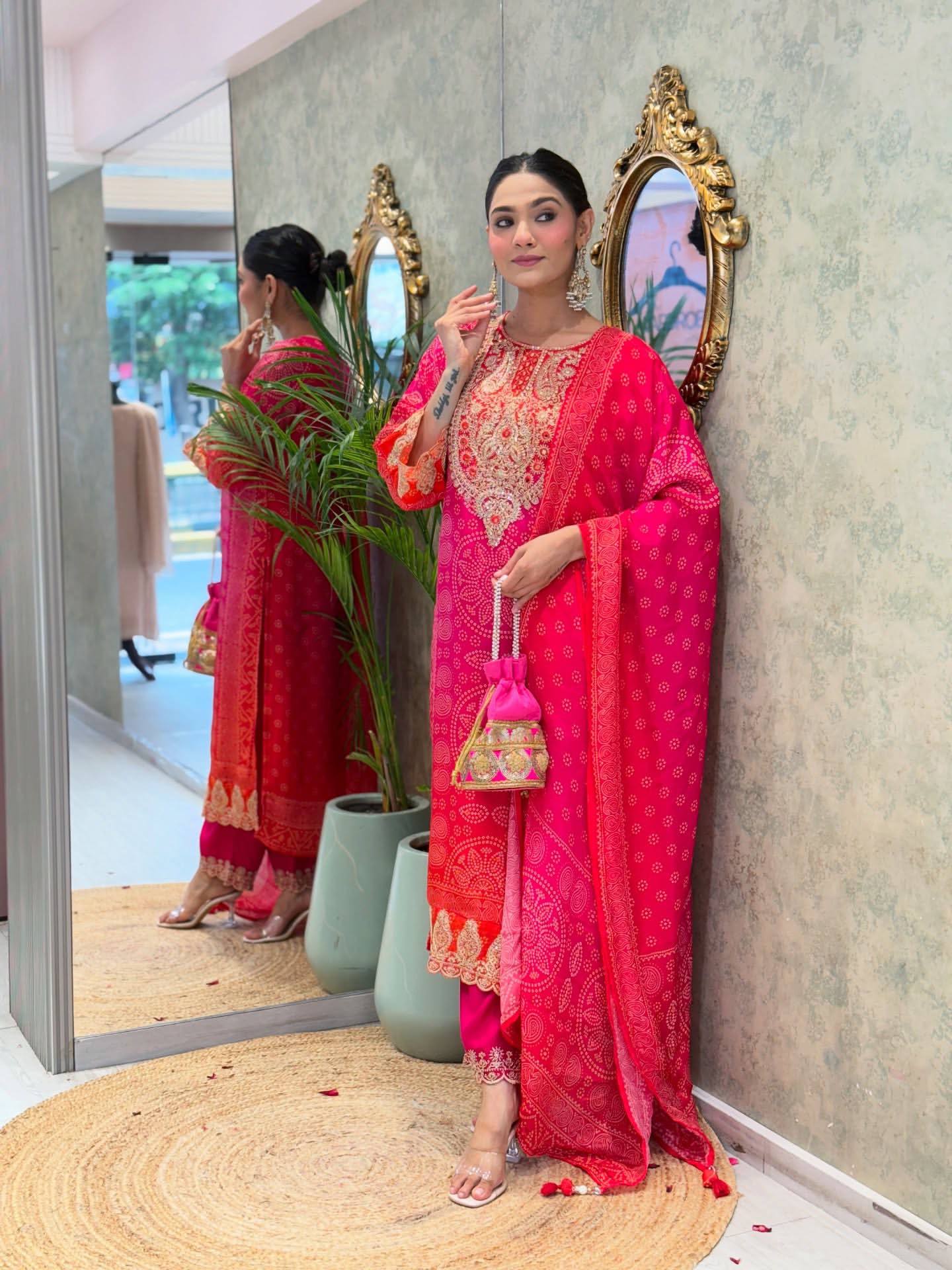 Designer Party Wear Top and Bottom Set with Fancy Dupatta and Embroidery Work