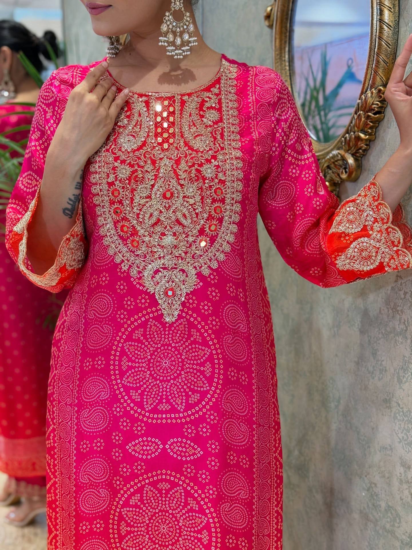 Designer Party Wear Top and Bottom Set with Fancy Dupatta and Embroidery Work