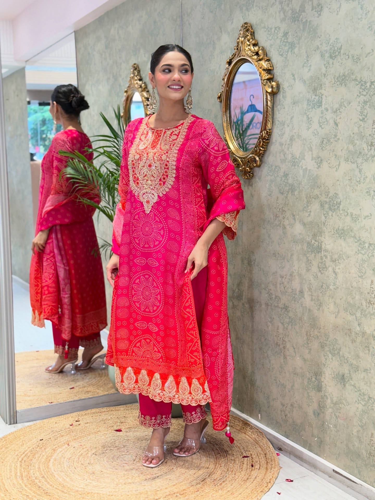 Designer Party Wear Top and Bottom Set with Fancy Dupatta and Embroidery Work