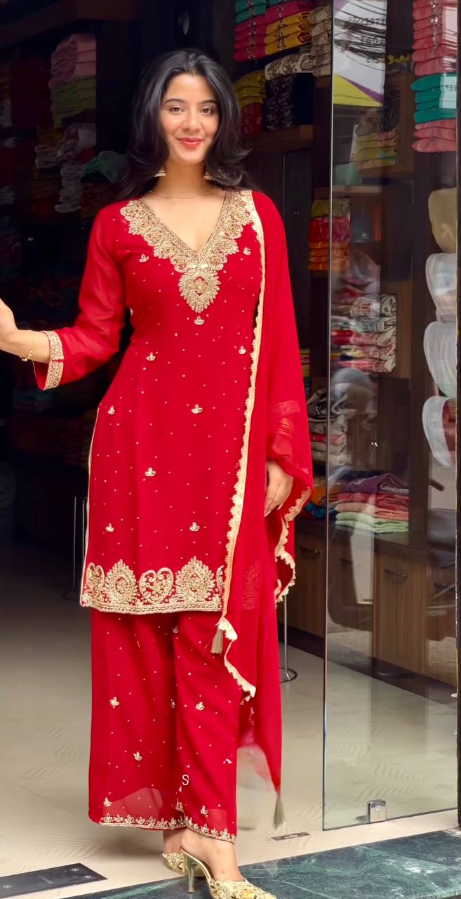 Stunning Party Wear Collection in Heavy Faux Georgette with Hand Embroidery