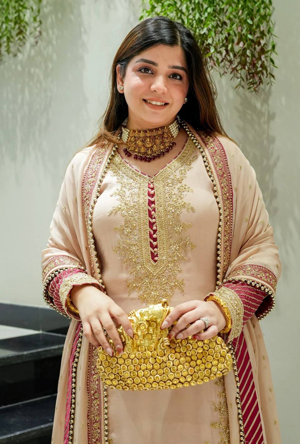 Elegant Chinon Silk Party Wear Outfit with Embroidered Top and Coordinated Bottom