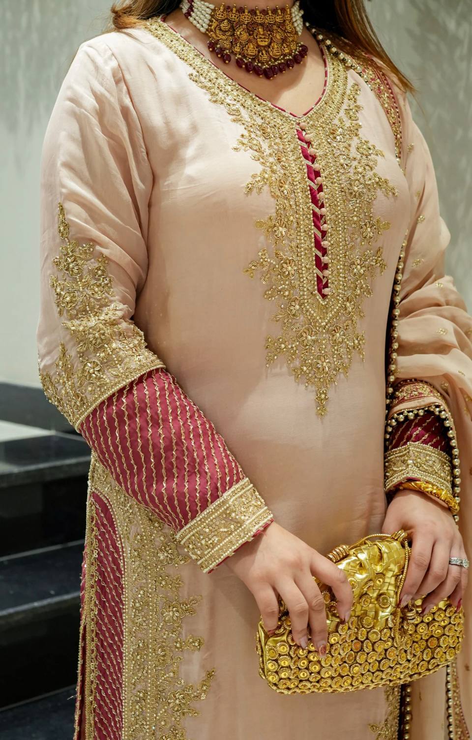 Elegant Chinon Silk Party Wear Outfit with Embroidered Top and Coordinated Bottom