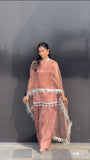 Designer Pink Frendy Silk Set with Stone Hand Embroidery and Real Mirror Lace Border