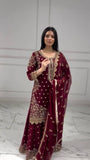Premium Designer Faux Georgette Top-Plazzo Set with Heavy Embroidery and Cut Work