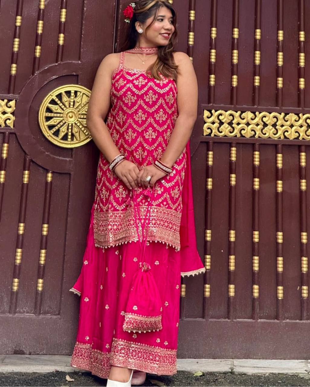 New Premium Designer Palazzo Set with Embroidery Sequence Work and Pocket Detail