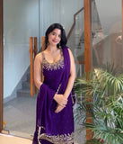 Luxury Faux Georgette Top with Palazzo and Dupatta – Handwork & Embroidery Detailing