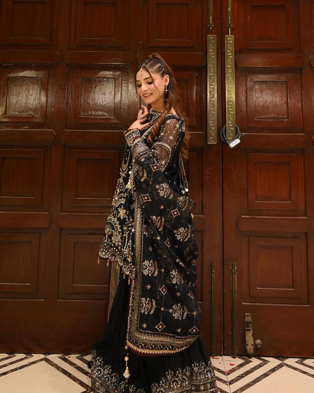 Designer Party Wear Heavy Faux Georgette Top and Khajuri Crush Palazzo Set with Dupatta