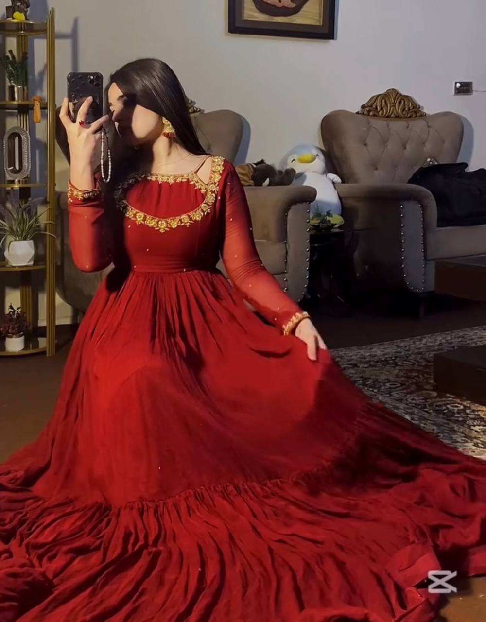 Premium Designer Gown, Dupatta & Bottom Set with 5mm Sequin Embroidery