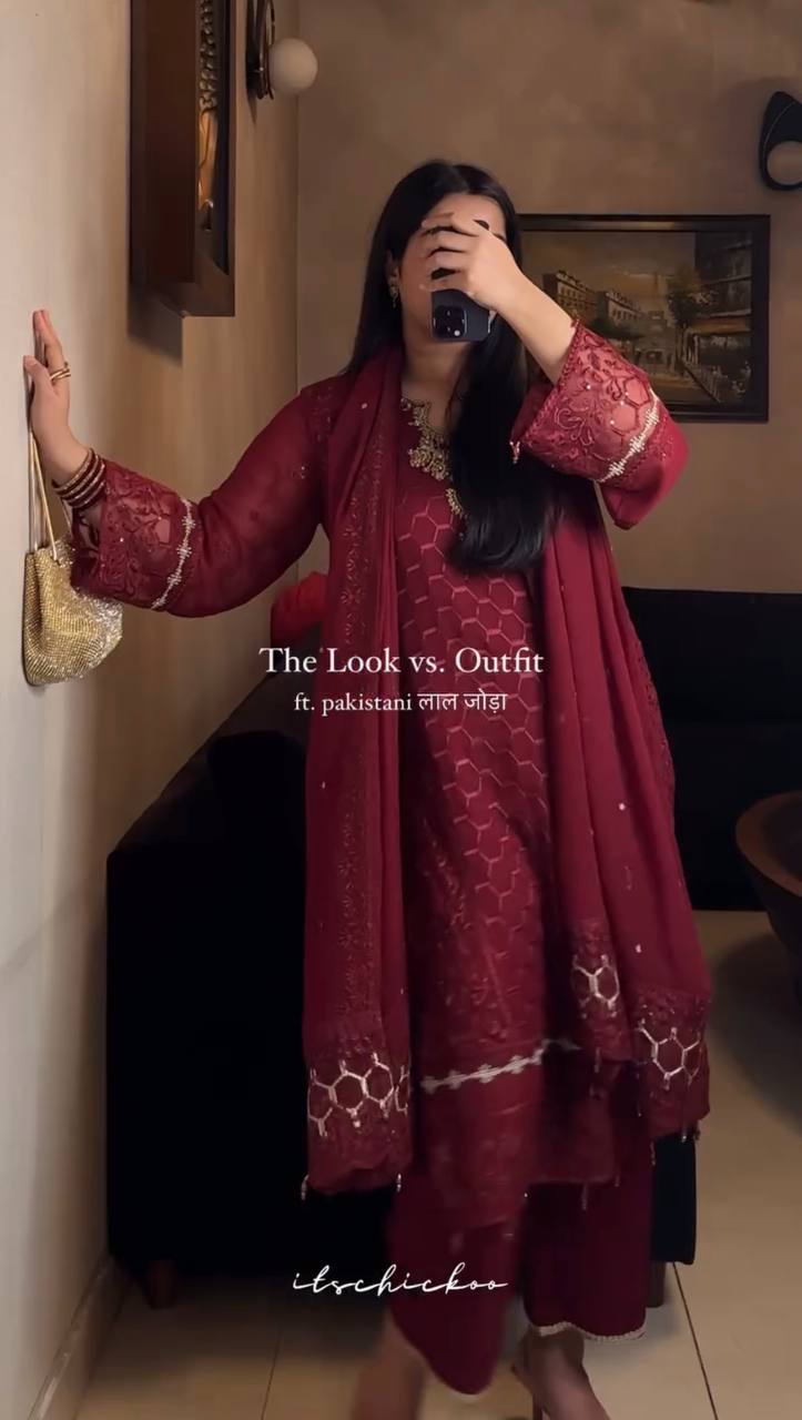 Fancy Party Wear Georgette Suit with 5mm Sequin Work and Handcrafted Detailing