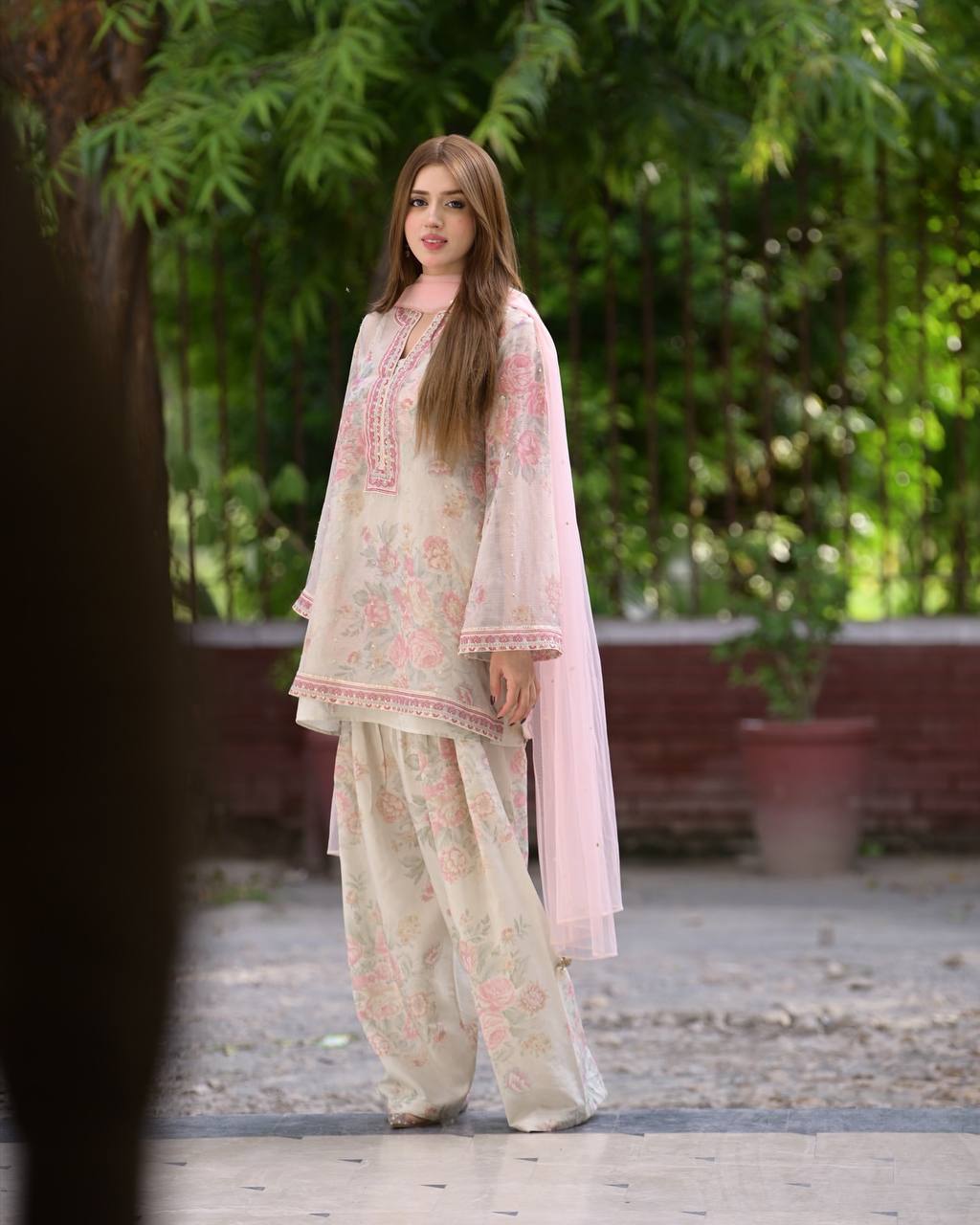 Designer Party Wear Pure Chiffon Georgette Top and Farshi Palazzo Set with Dupatta