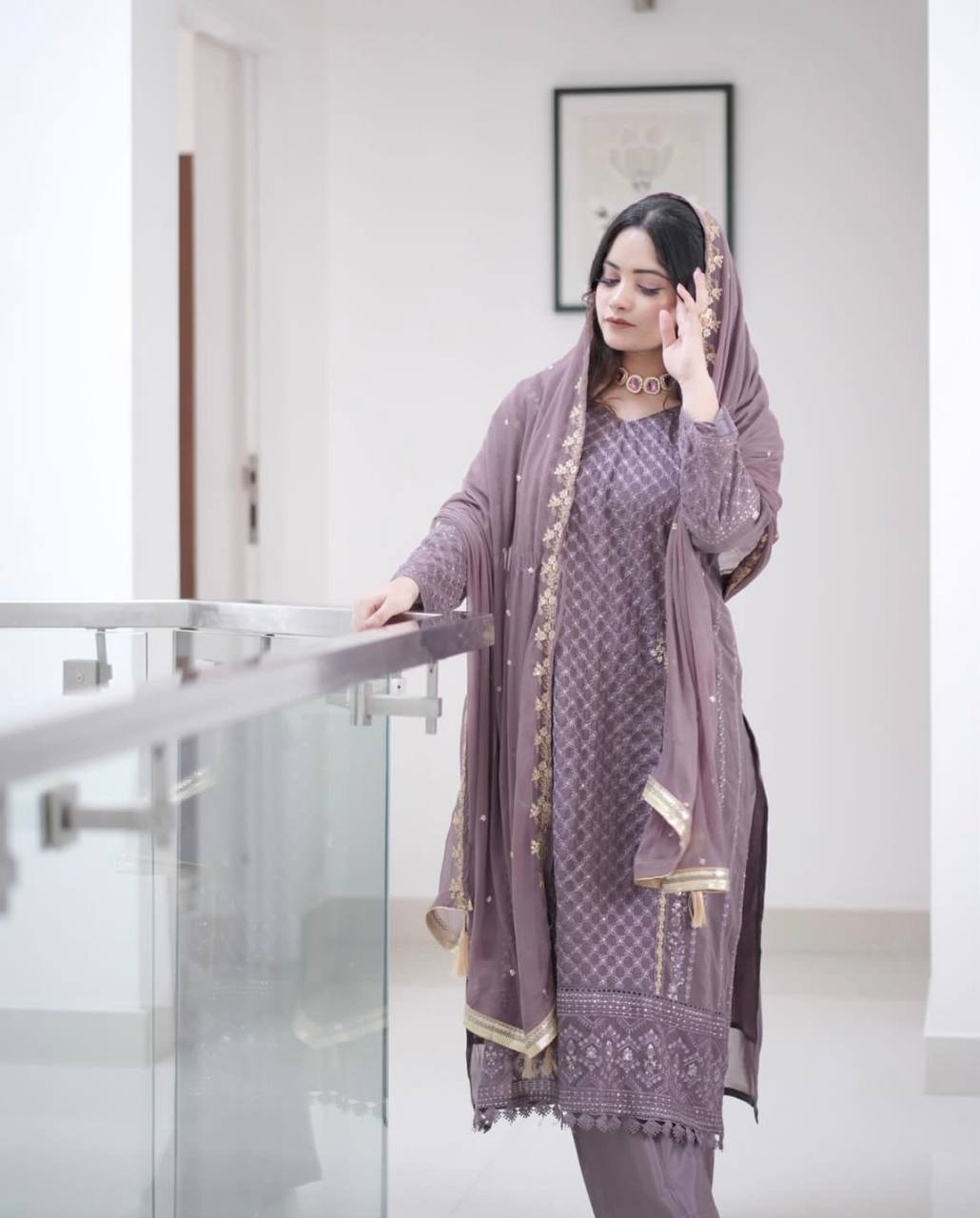 Designer Party Wear Look Heavy Faux Georgette Top Bottom & Dupatta Set - Jaipur Blossom