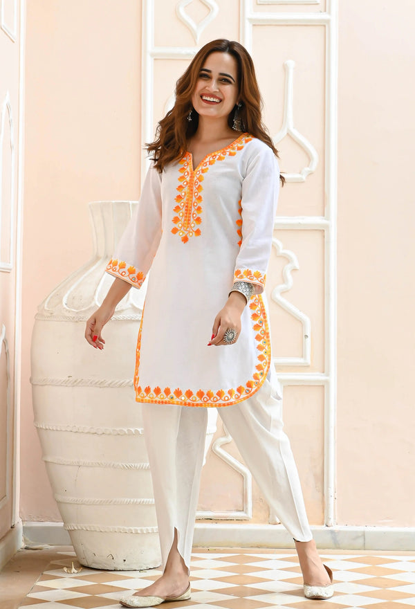 Solid Embroidered Co-ord Set For Women