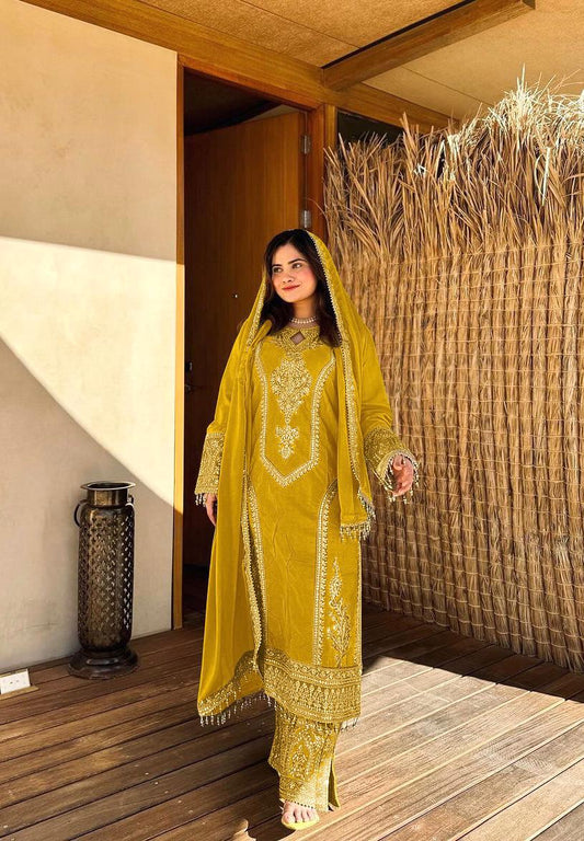 Chinon Silk Embroidered Work Salwar Suit - Jaipur Blossom
