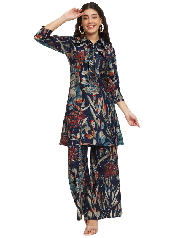 Women's Cotton Regular Fit Floral Printed Top and Plazzo Co-ord Set