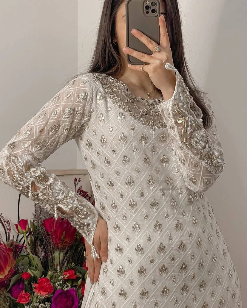 Designer Party Top Pallazo & Dupatta Set - Jaipur Blossom