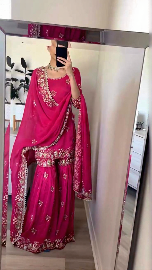 Sanya-MF Heavy Faux Georgette sharara plazzo set