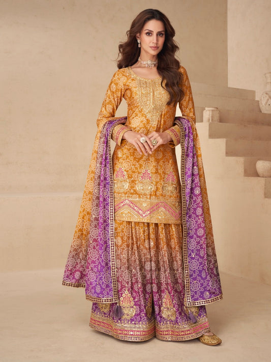 Fancy Bandhani Chunri 3pc Silk Suit Gul1 - Jaipur Blossom