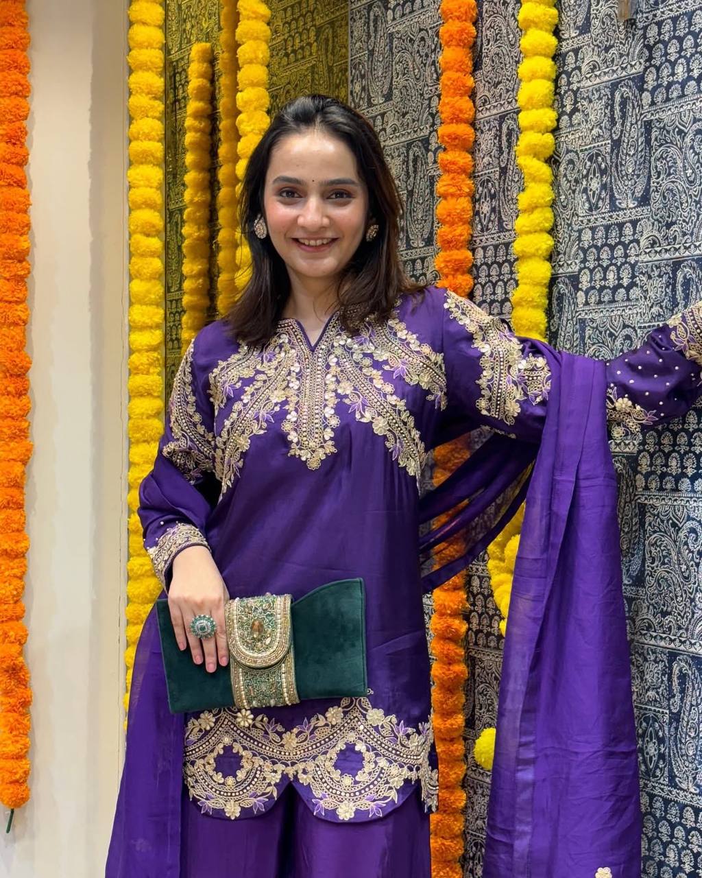 Purple Color Designer Palazzo Suit With Dupatta in Chinon With Sequence Embroidery - Jaipur Blossom