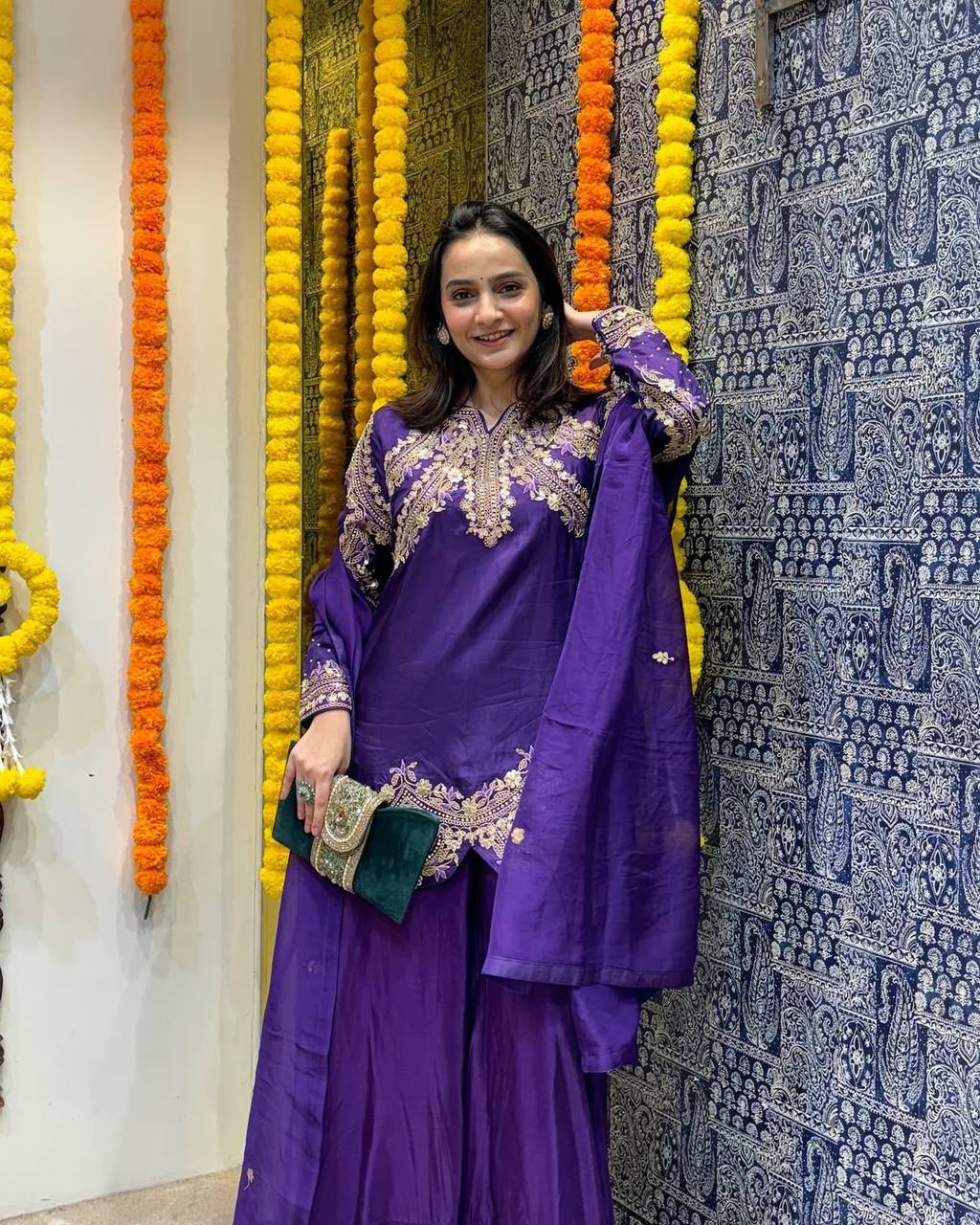 Purple Color Designer Palazzo Suit With Dupatta in Chinon With Sequence Embroidery - Jaipur Blossom