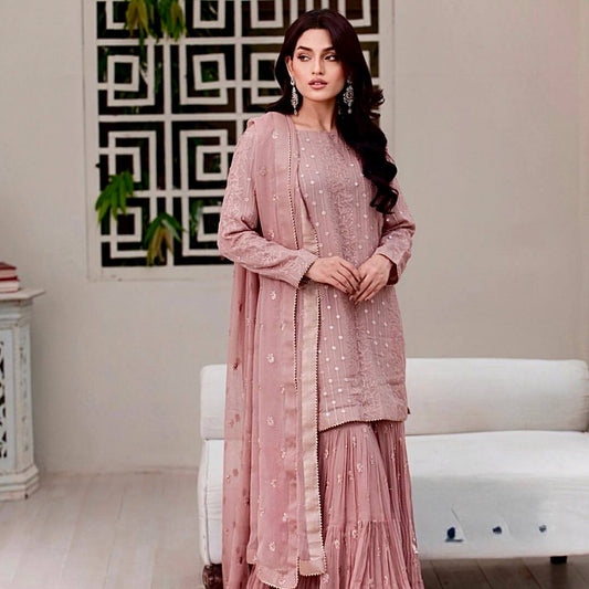Pestle Pink Sharara Suit - Jaipur Blossom