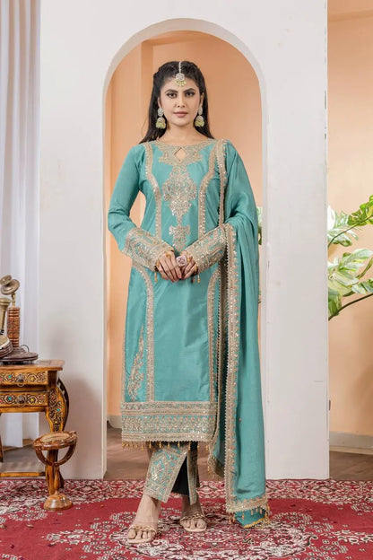 Chinon Silk Embroidered Work Salwar Suit - Jaipur Blossom Aarohi Clothing