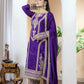 Chinon Silk Embroidered Work Salwar Suit - Jaipur Blossom