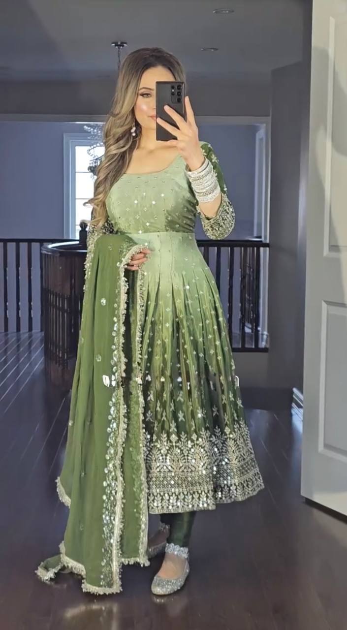Chinnon Silk Yellow Party Wear Embroidery Work Readymade Anarkali Suit - Jaipur Blossom