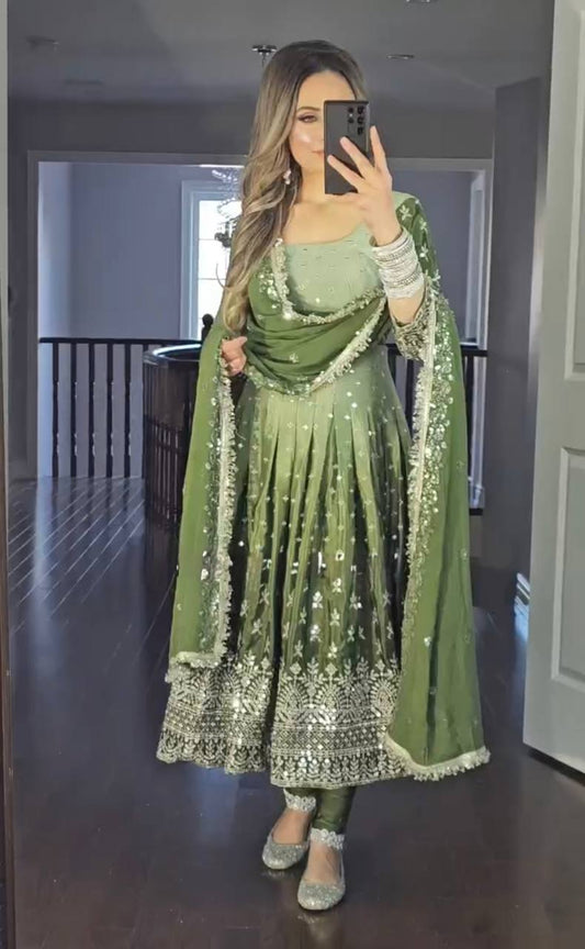 Chinnon Silk Yellow Party Wear Embroidery Work Readymade Anarkali Suit - Jaipur Blossom