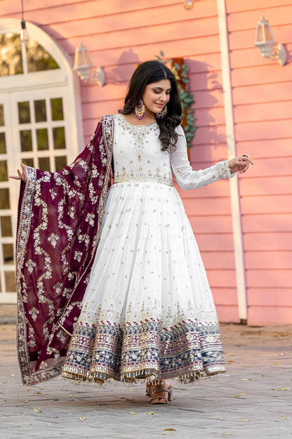 New Party Wear Heavy Faux Georgette Gown, Dupatta & Bottom Set - Jaipur Blossom