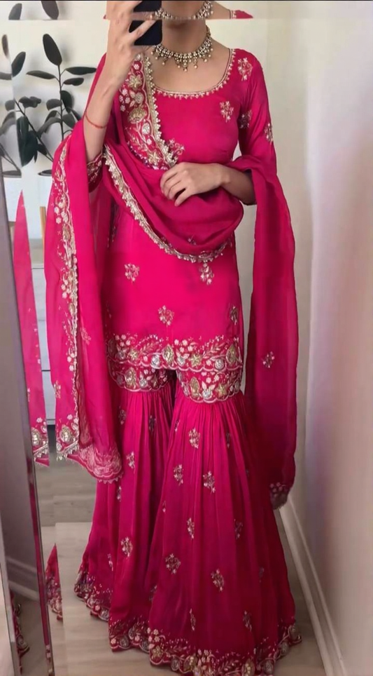 Sanya-MF Heavy Faux Georgette sharara plazzo set