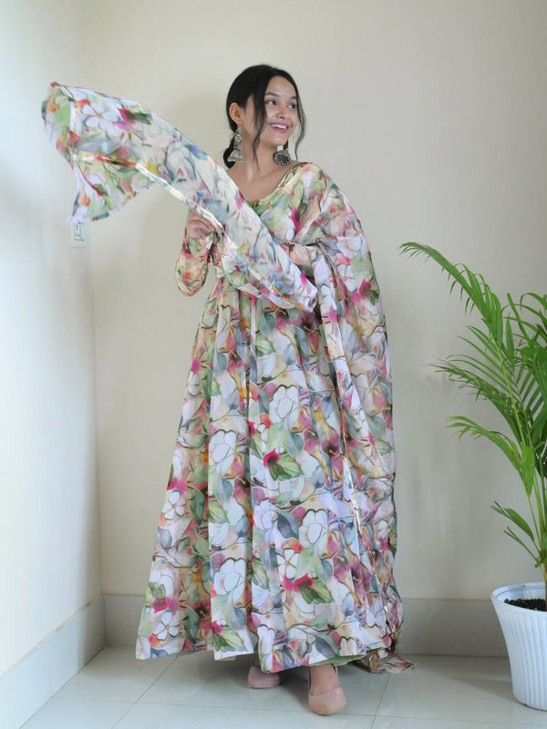 New Party Wear Designer Look Organza Silk Gown