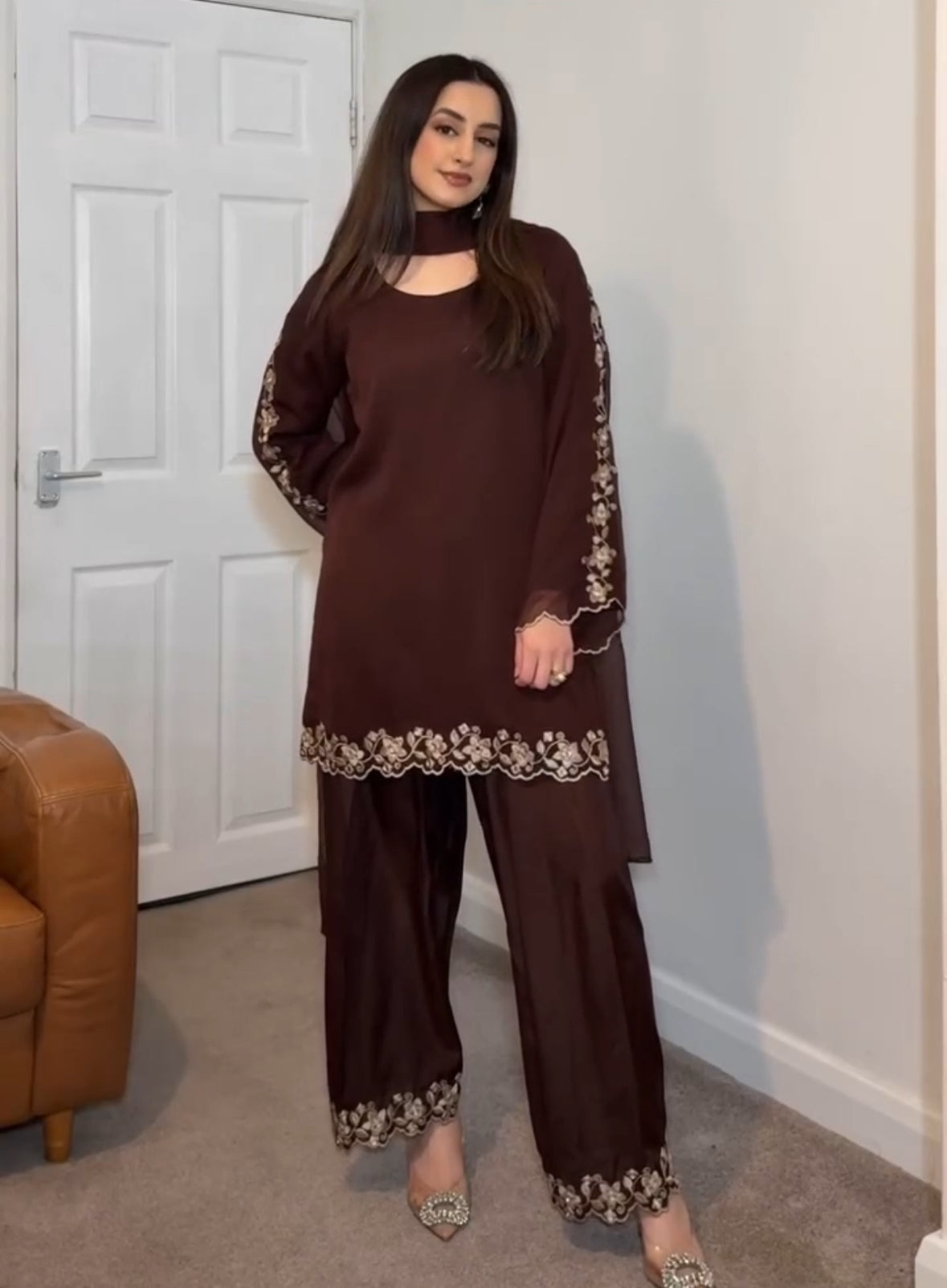 Top With Farshi Palazzo in Georgette With Embroidery and Real Mirror - Jaipur Blossom