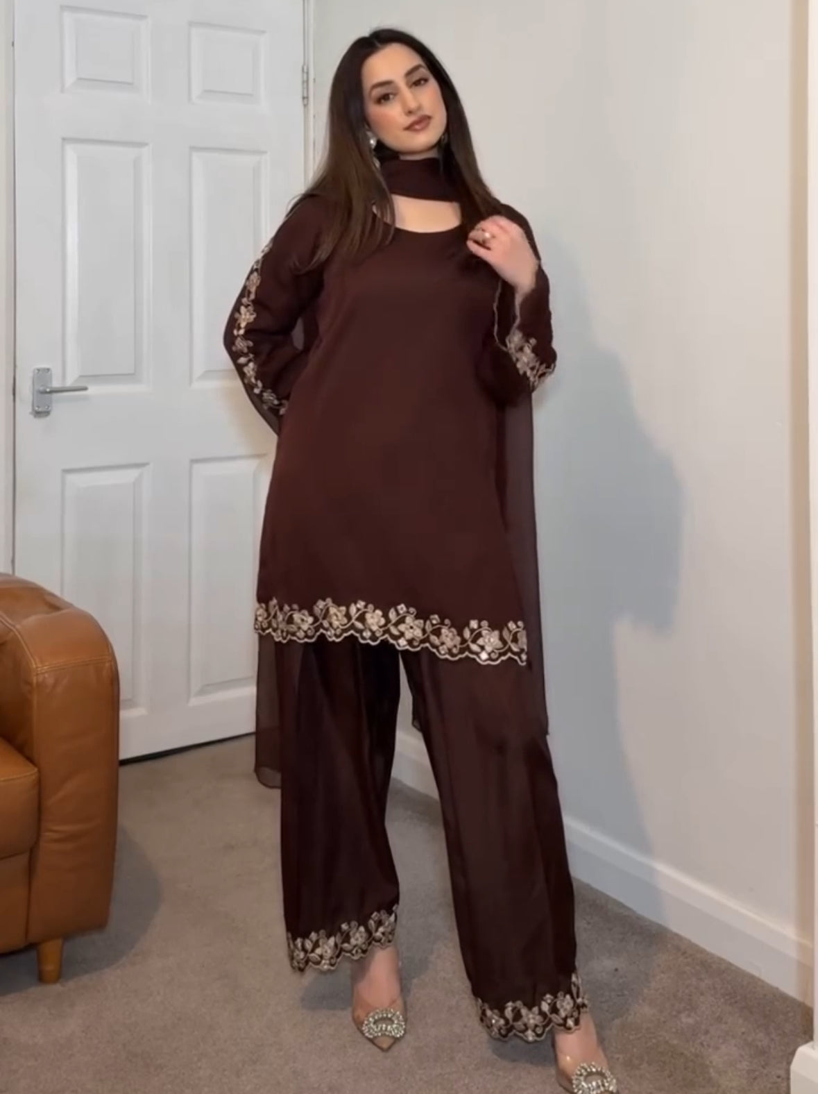 Top With Farshi Palazzo in Georgette With Embroidery and Real Mirror - Jaipur Blossom