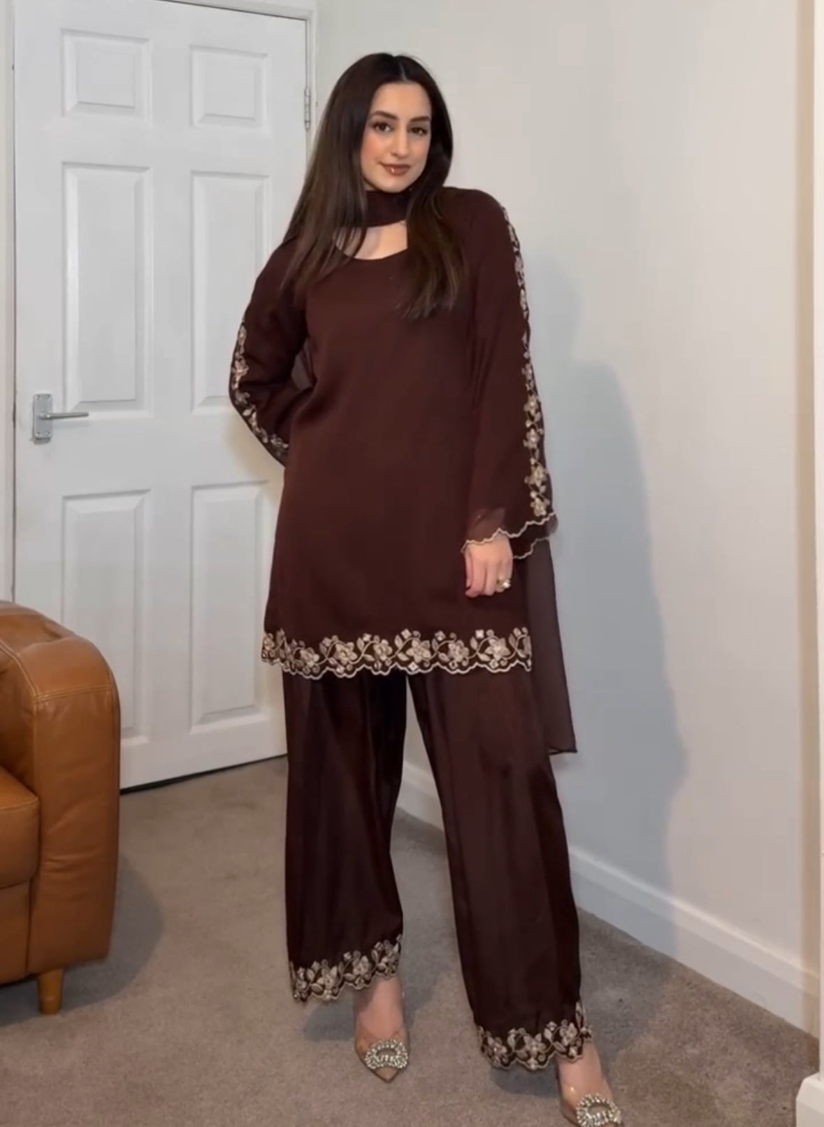 Top With Farshi Palazzo in Georgette With Embroidery and Real Mirror - Jaipur Blossom