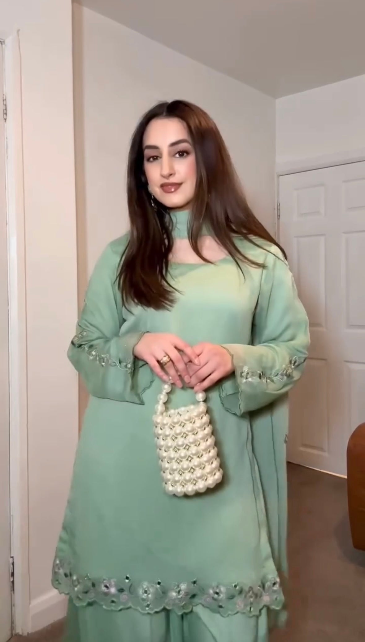 Top With Farshi Palazzo in Georgette With Embroidery and Real Mirror - Jaipur Blossom