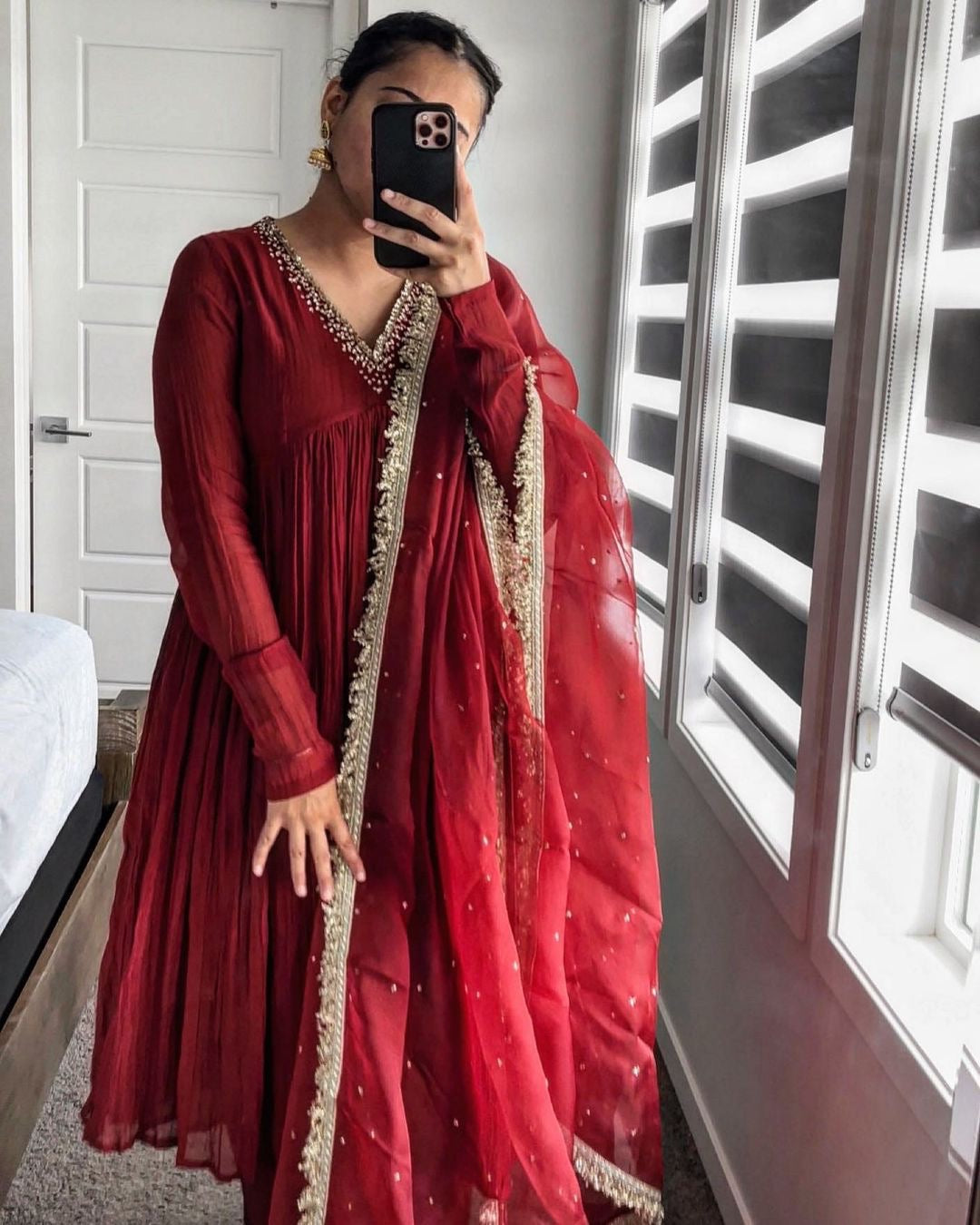Faux Georgette Crush Anarkali Style Gown - Jaipur Blossom