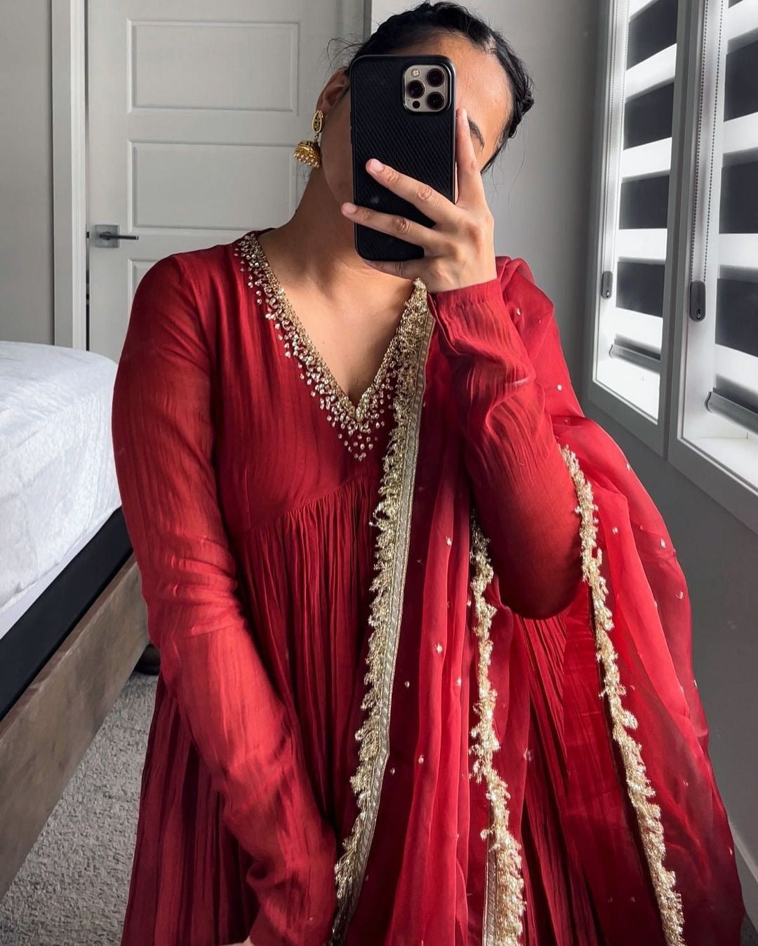 Faux Georgette Crush Anarkali Style Gown - Jaipur Blossom