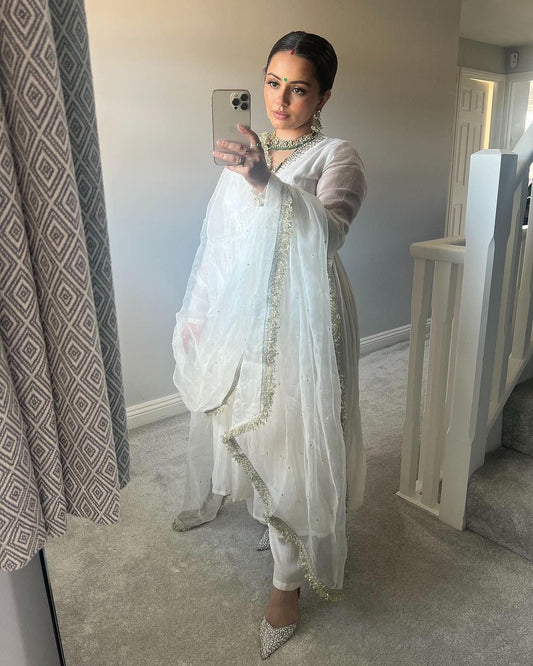 Faux Georgette Crush Anarkali Style Gown - Jaipur Blossom