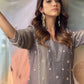 Embroidered Pure Shimmer Organza Shirt & Ombré Dupatta with Pure Crepe Bottoms - Jaipur Blossom