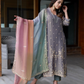 Embroidered Pure Shimmer Organza Shirt & Ombré Dupatta with Pure Crepe Bottoms - Jaipur Blossom