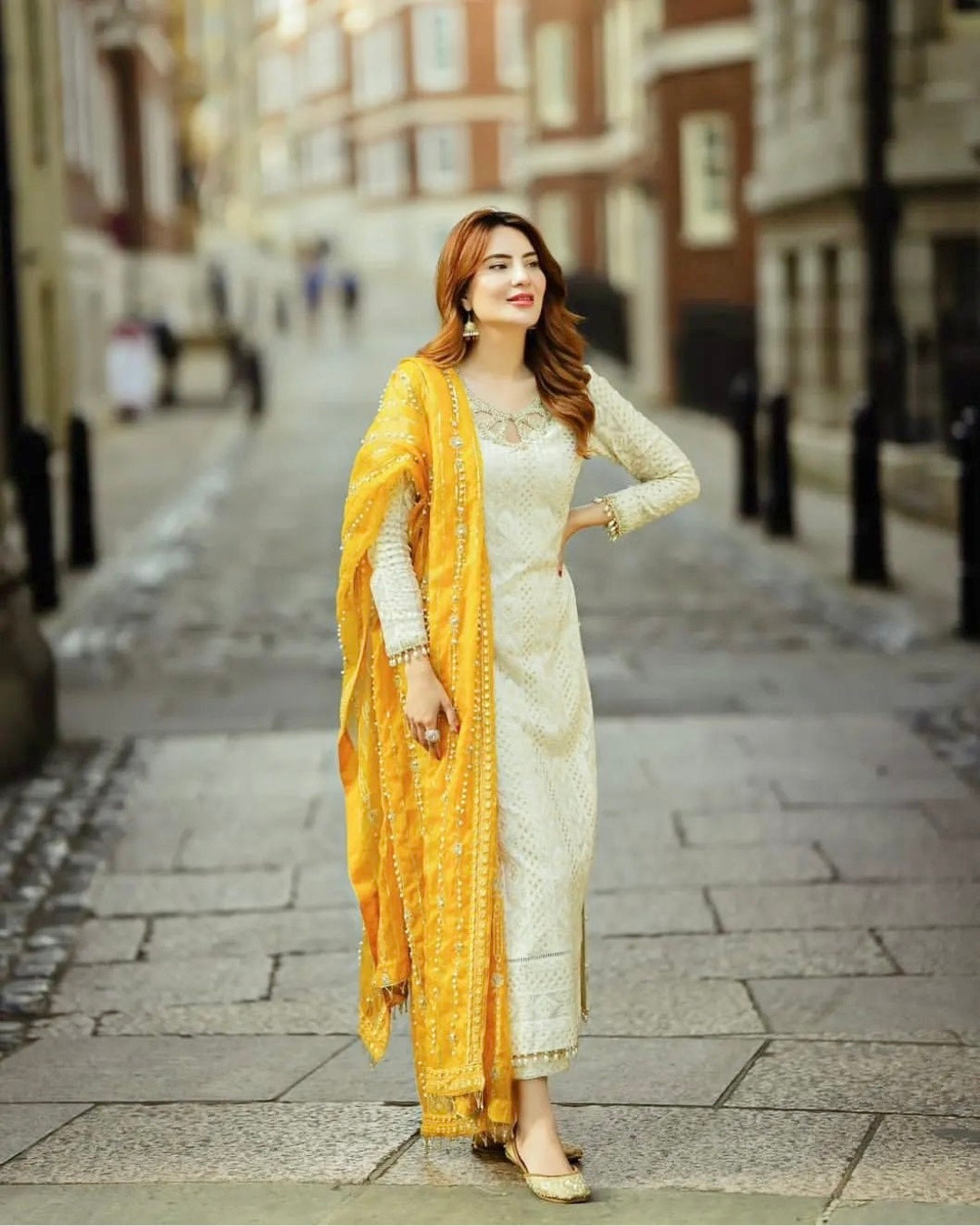 WHITE GEORGETTE EMBROIDERY SEQUENCE SALWAR SUIT - Jaipur Blossom