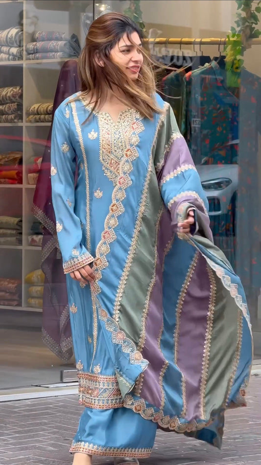 Designer Party Wear Look Heavy Faux Georgette Suit - Jaipur Blossom