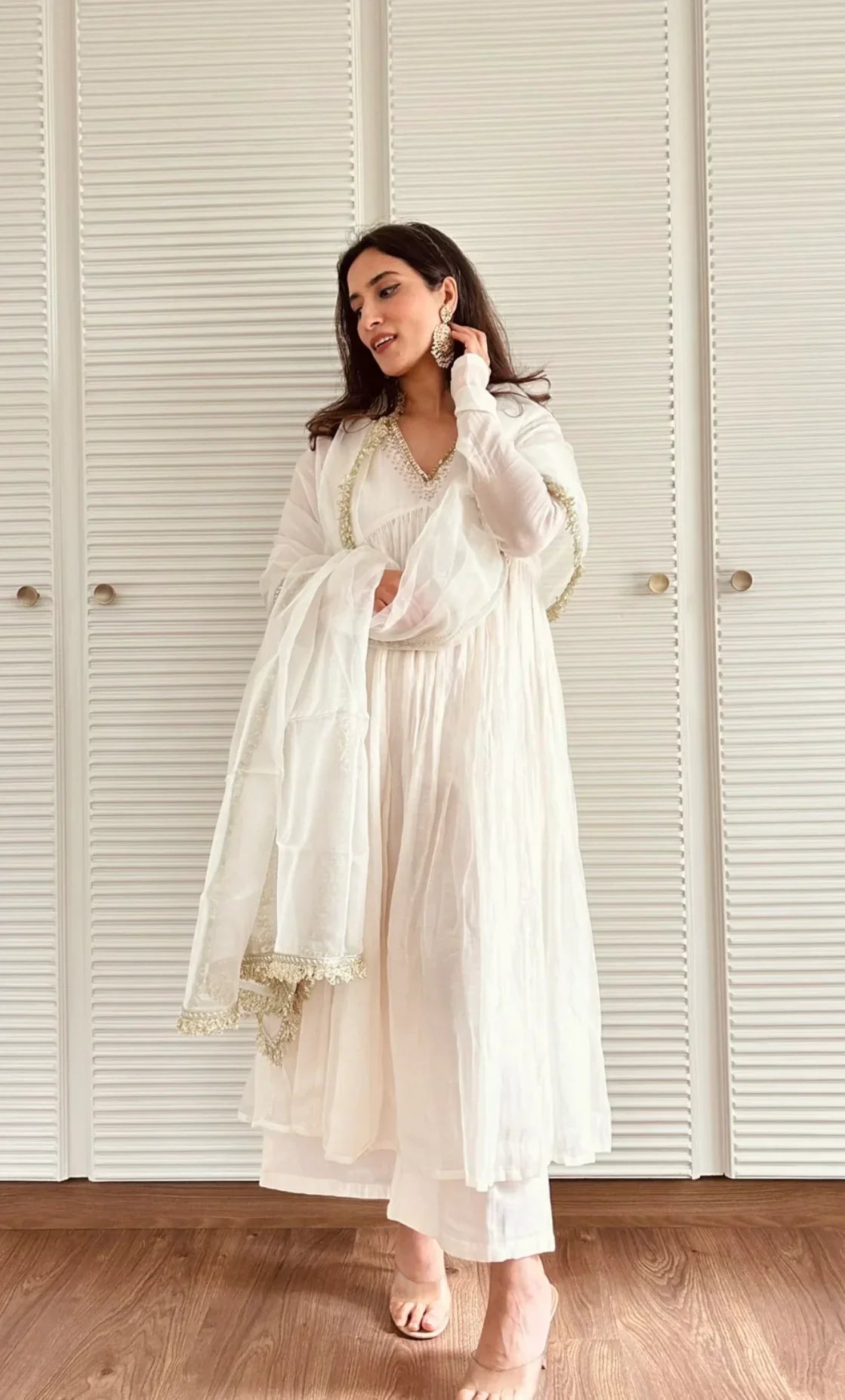 Faux Georgette Crush Anarkali Style Gown - Jaipur Blossom