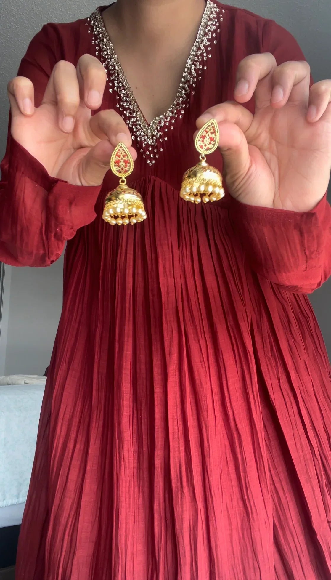 Faux Georgette Crush Anarkali Style Gown - Jaipur Blossom