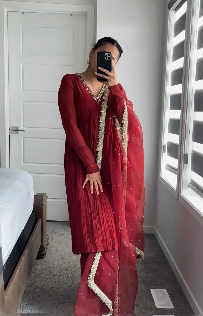 Faux Georgette Crush Anarkali Style Gown - Jaipur Blossom