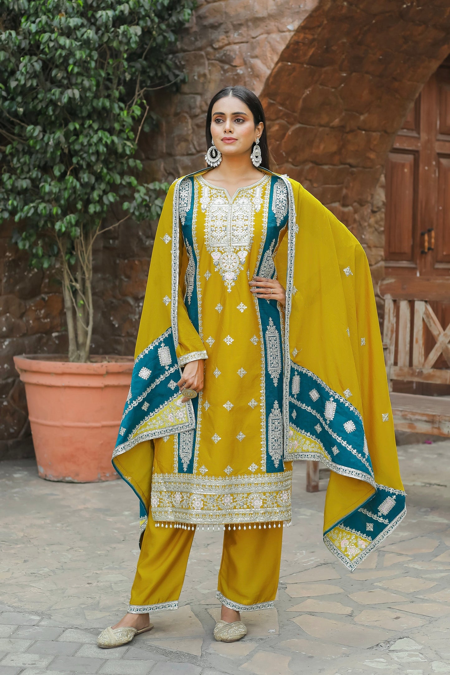 Designer Premium Silk Salwar Kameez - Jaipur Blossom